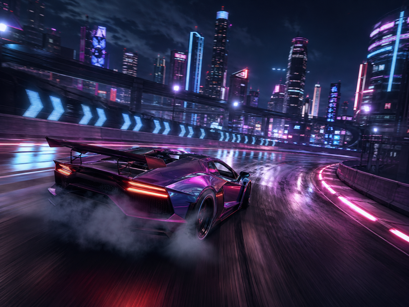 Neon Rush racing game scene